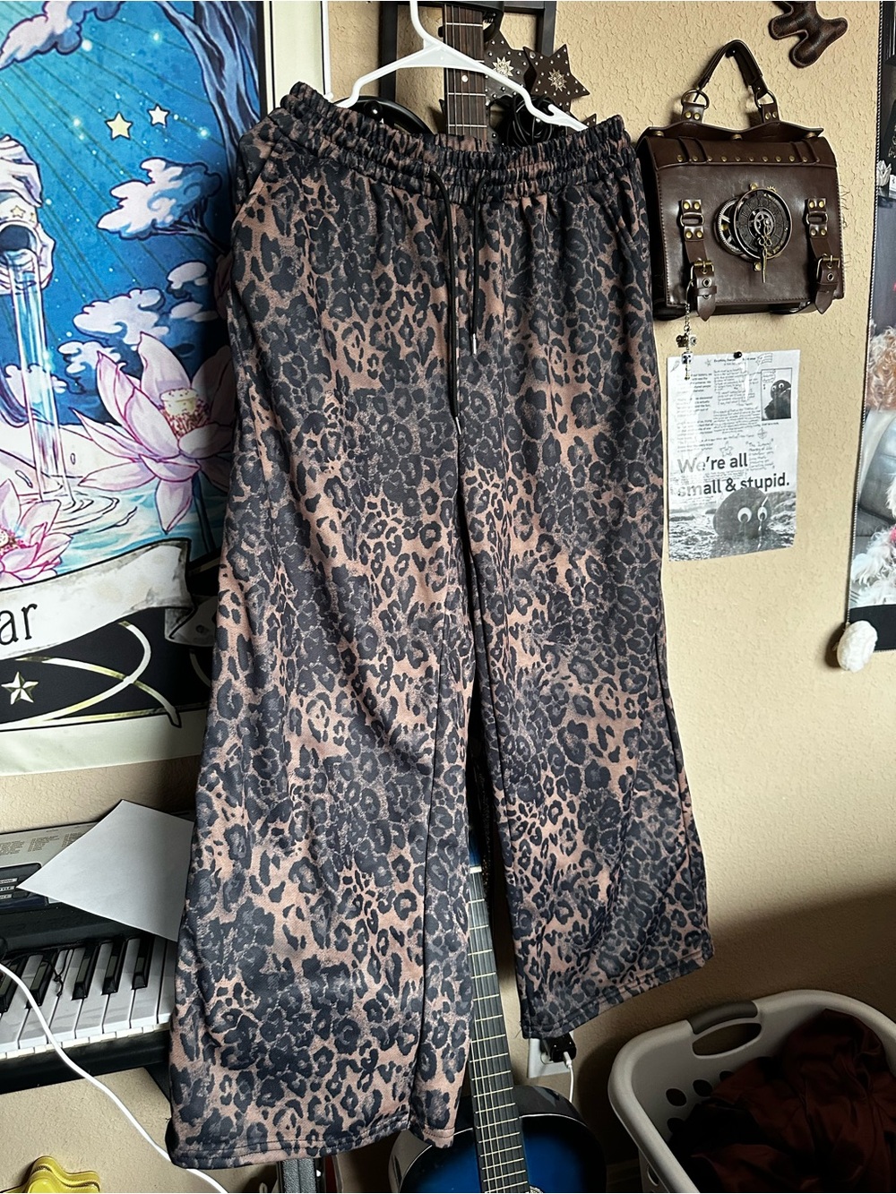Leopard Print Wide-Leg Pants - Brown/Black